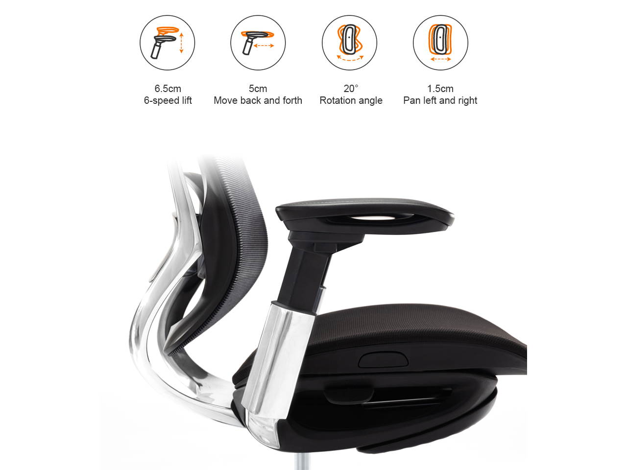 Ergonomic office recliner-high back table and chair racing style with lumbar support-height adjustable seat, headrest-breathable mesh back