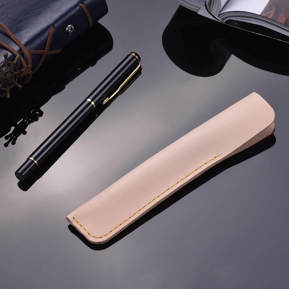 Handmade Leather Pen Case Fountain Sleeve Bag Vintage Pouch for Single Pen Stylus Ballpoint 6.3 * 1.2''