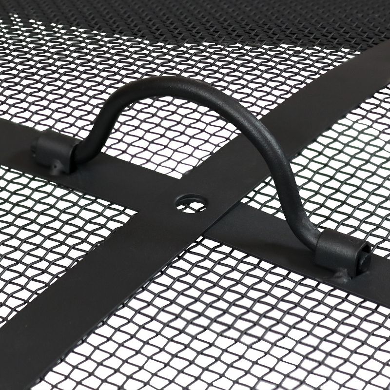 Sunnydaze Outdoor Heavy-Duty Steel Mesh Round Camp Fire Pit Spark Screen Lid with Handle - 30" - Black