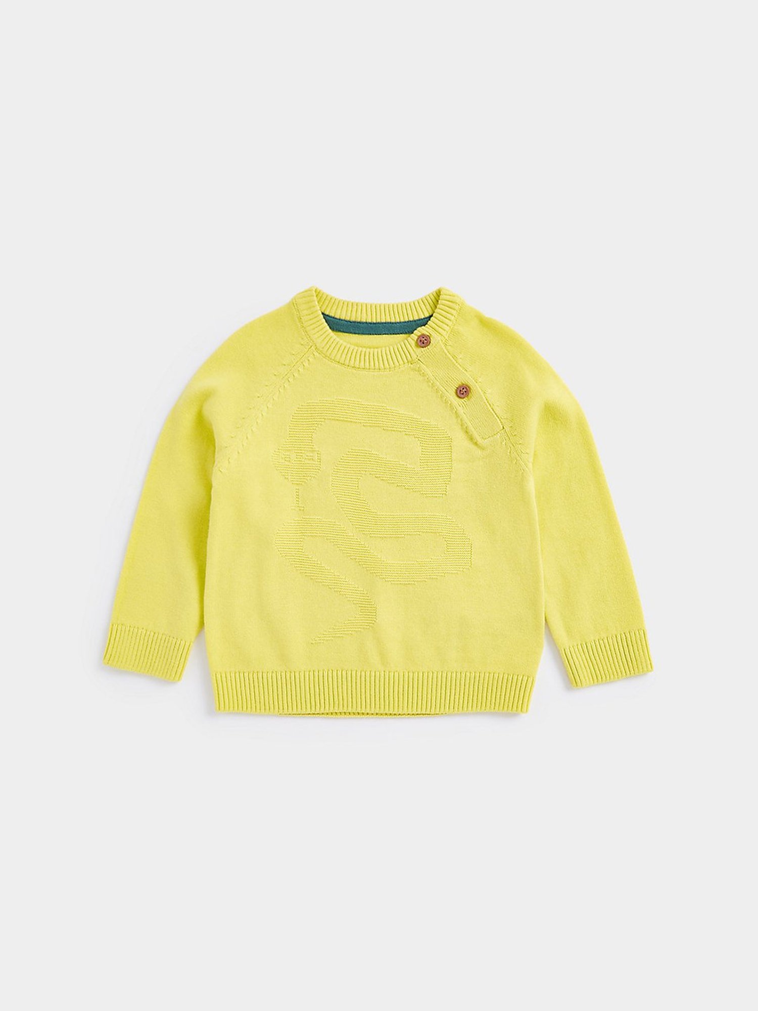 Mothercare Kids Lime Yellow Textured Full Sleeves Sweater