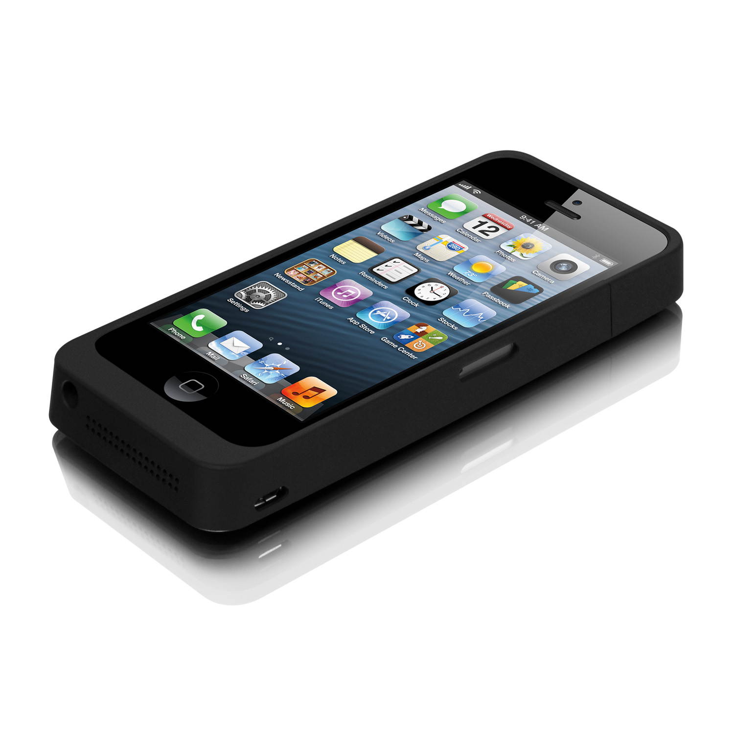 Aluratek Black 2600 mAh Battery Case for iPhone 5 Rechargeable APC02B