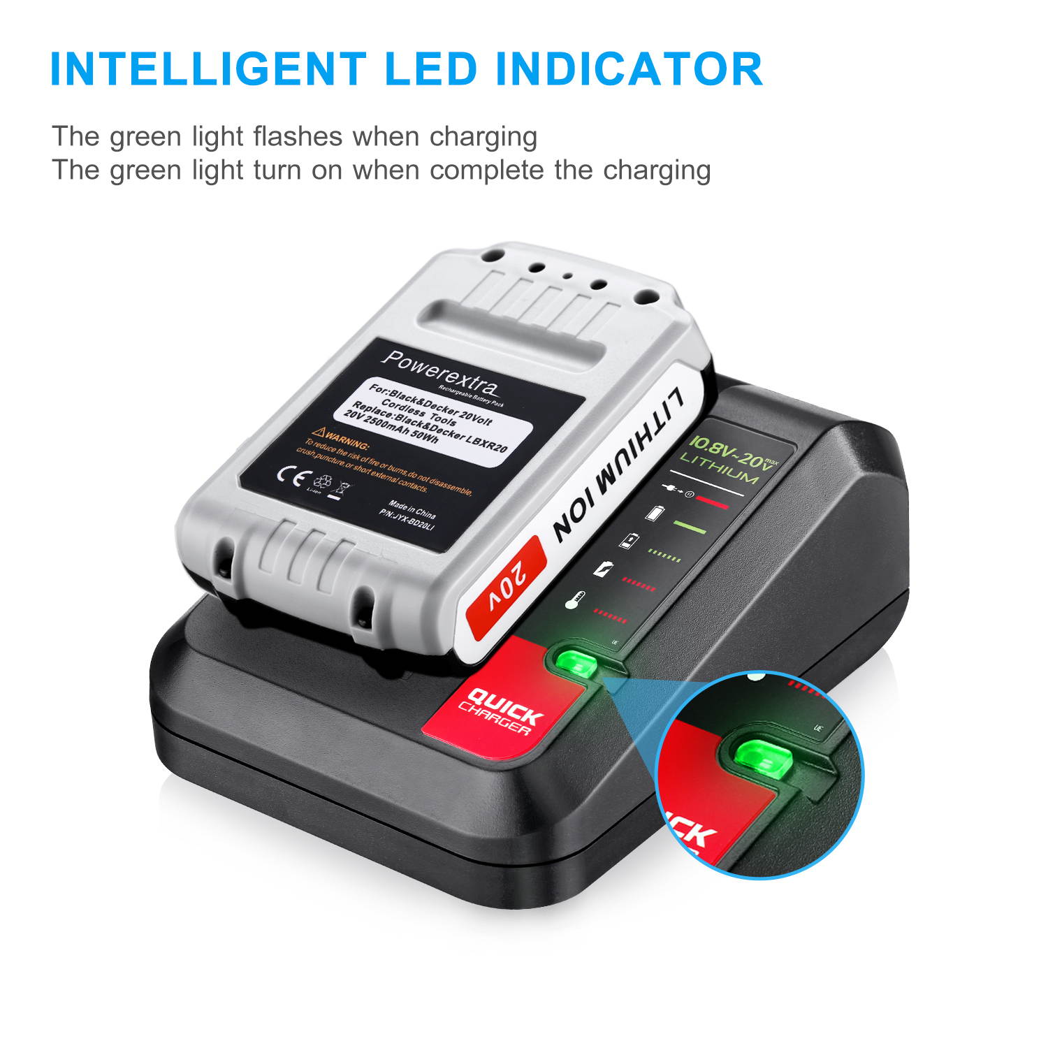 For Porter Cable PCC692L 20V Li-ion Rapid Battery Charger for PCC682L PCC680L