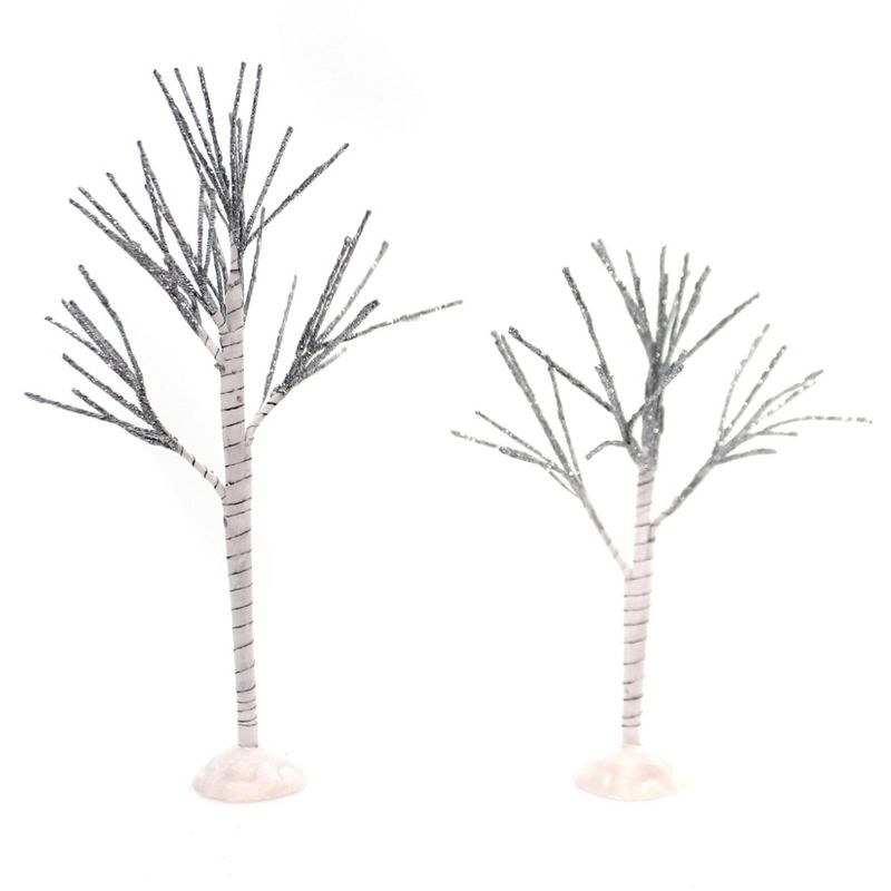Dept 56 Snowbabies Silver Bare Branch Trees Set/2 Winter Display Accessory  -  Decorative Figurines