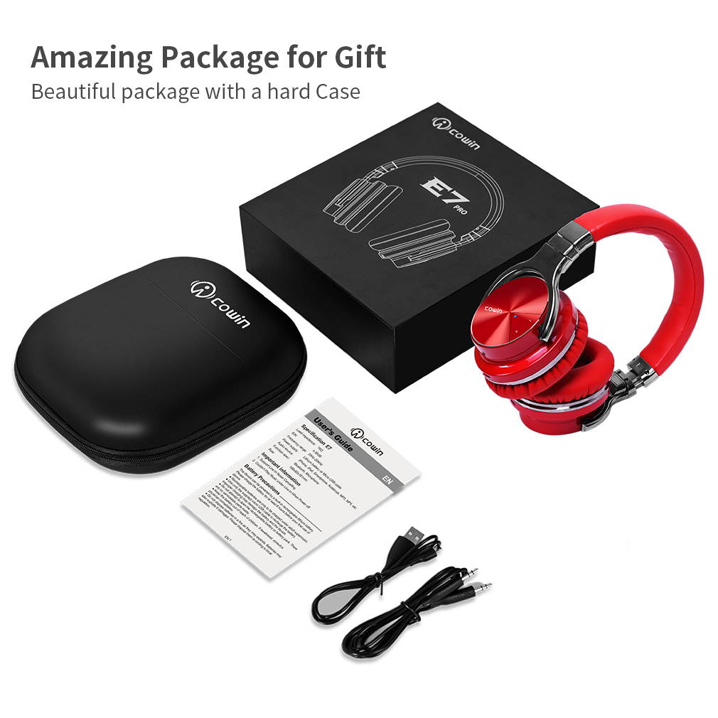 COWIN E7 Pro Active Noise Cancelling Wireless Bluetooth Headphones with Microphone; Hi-Fi Deep Bass, Over Ear, 30H Playtime, for Travel, Work, TV, Computer, Phone - Black