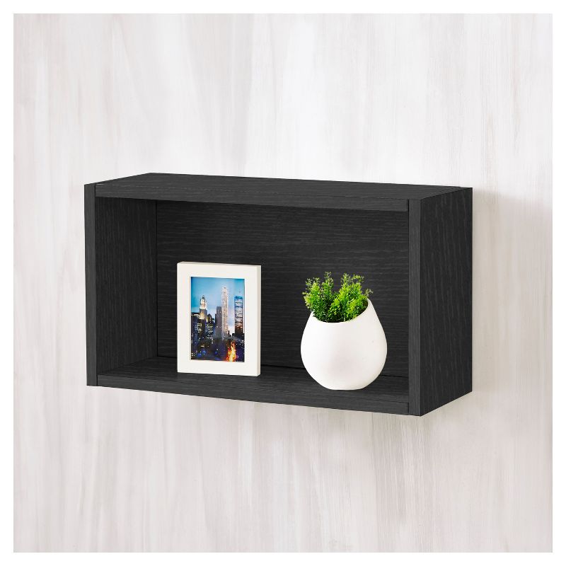 Way Basics Wall Rectangle Floating Eco Decorative Wall Shelf Black
