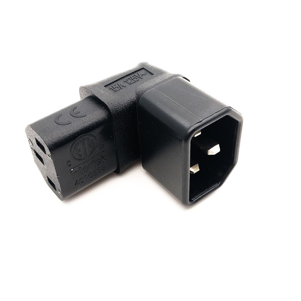 Right Angled IEC Convert Adapter, Down Angled IEC 320 C14 to C13 for TV Wall C13 TO C14