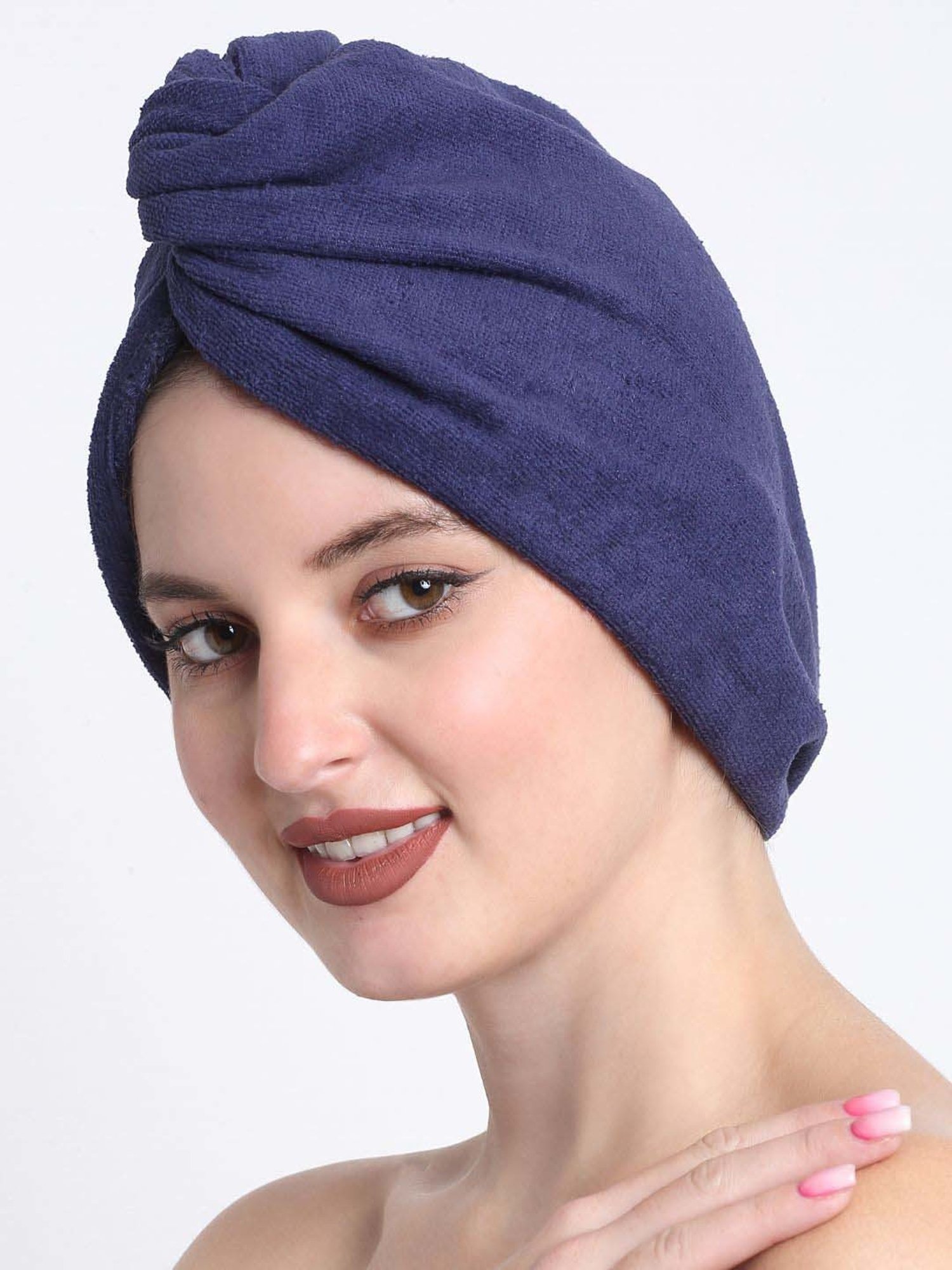 Creeva Luxury Navy Cotton 380 GSM Hair Wrap