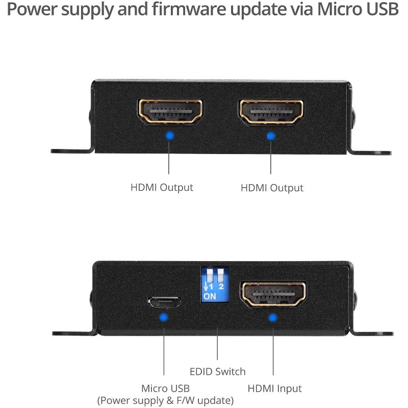 SIIG 2-Port HDMI 2.0 HDR Mini Splitter Amplifier with EDID Management - 3840 ?? 2160 - 600 MHzMaximum Video Bandwidth