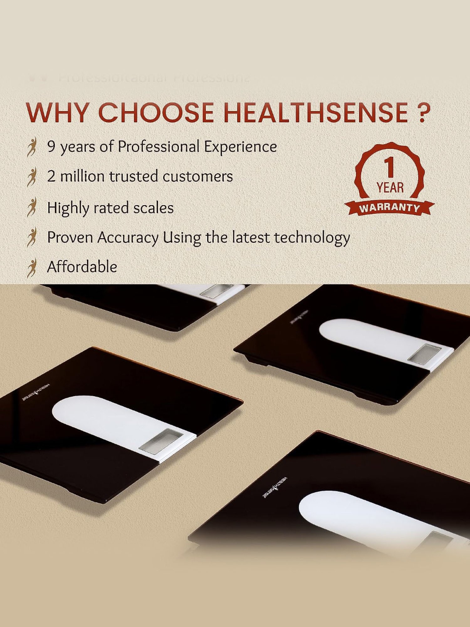 HealthSense Digital Weight Machine for Body Weight with Glass Top PS 111