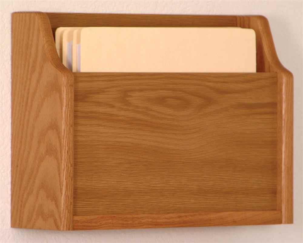 Wooden Mallet Home Office Deep Pocket Letter Size File Holder Wall Display Storage Rack Furniture Medium Oak