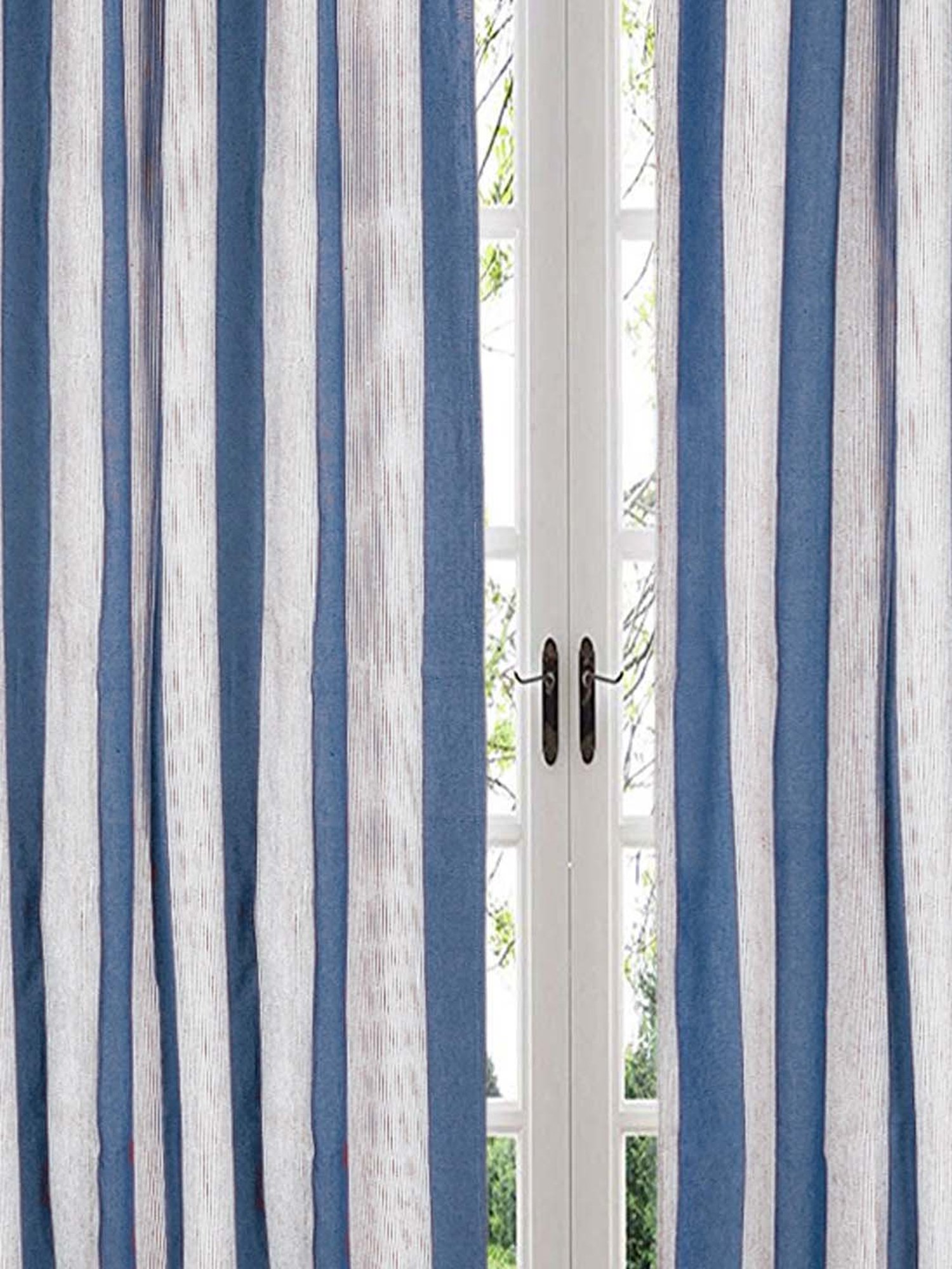 Saral Home Bamboo Blue 7 ft. Eyelet Door Curtains - Set of 2