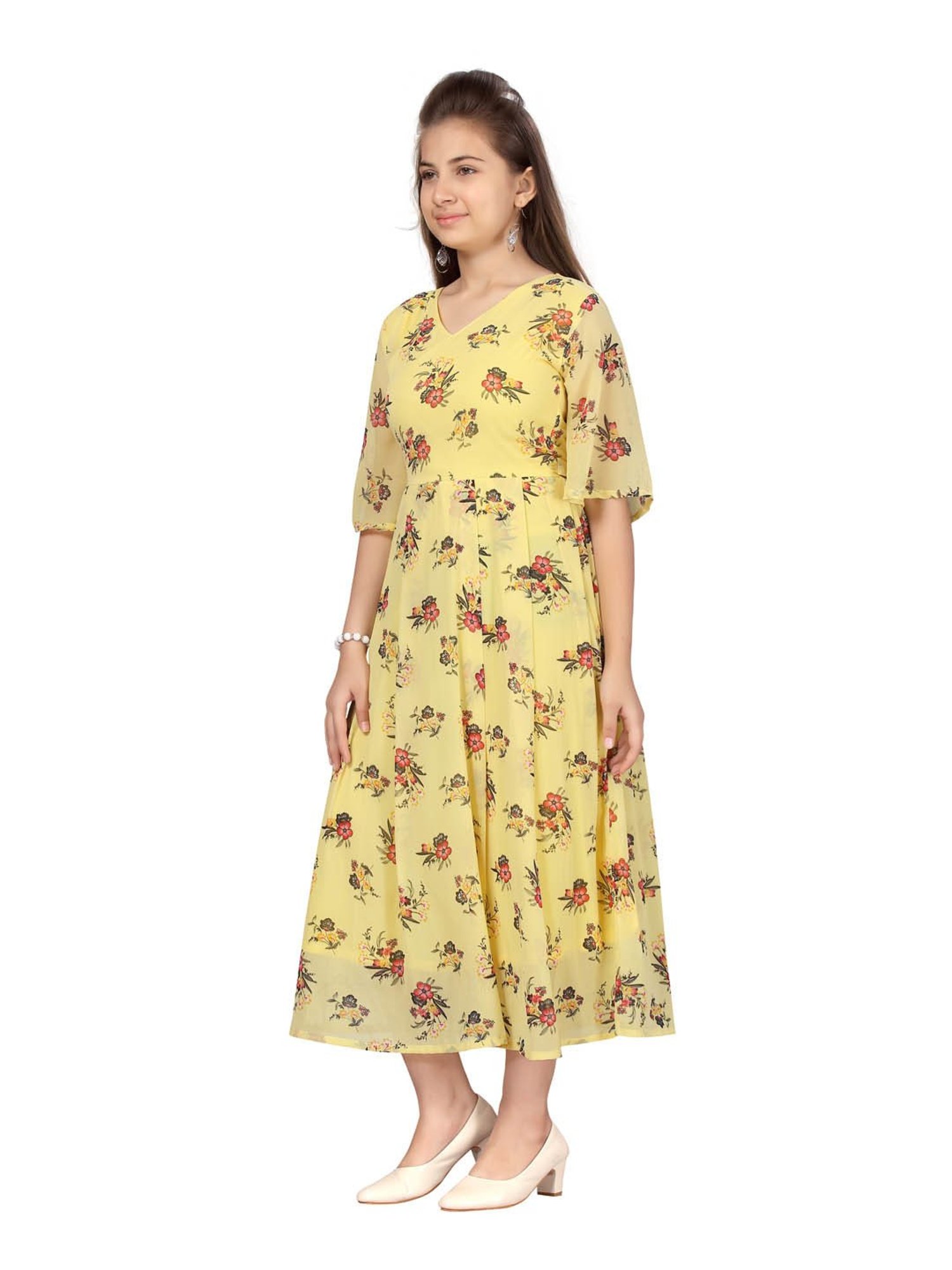 Peppermint Kids Black & White Printed Full Sleeves Dress