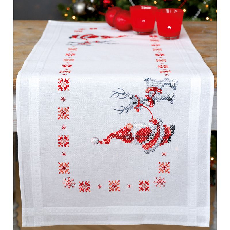 Vervaco Stamped Table Runner Cross Stitch Kit 16"X40"-Christmas Elves