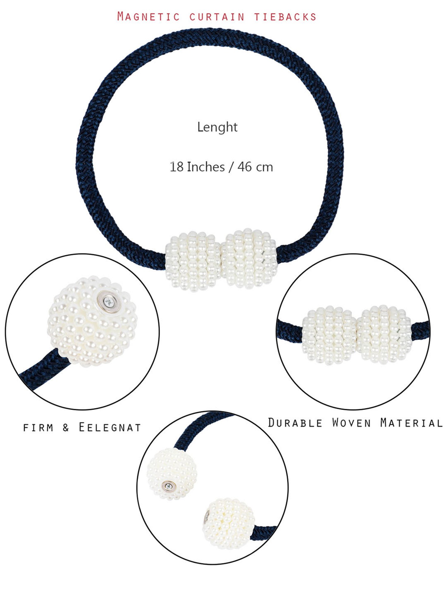 Romee Blue Polyester Solid Curtain Tie and Hold Backs