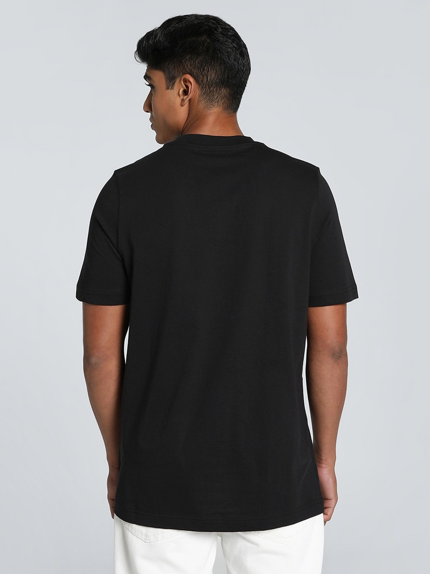 Puma Black Cotton Regular Fit Printed T-Shirt