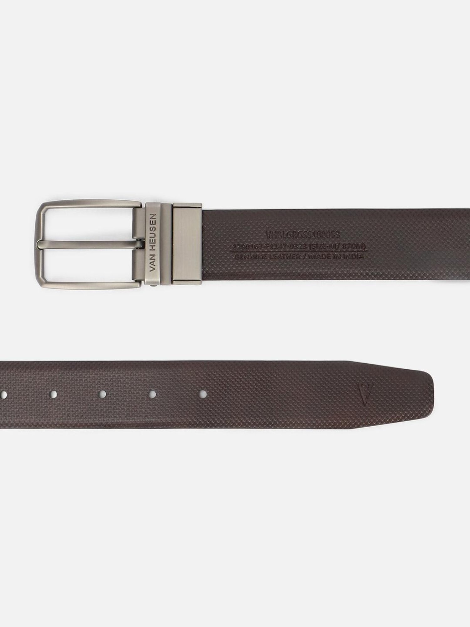 BELWABA Black Textured Formal Leather Belt for Men