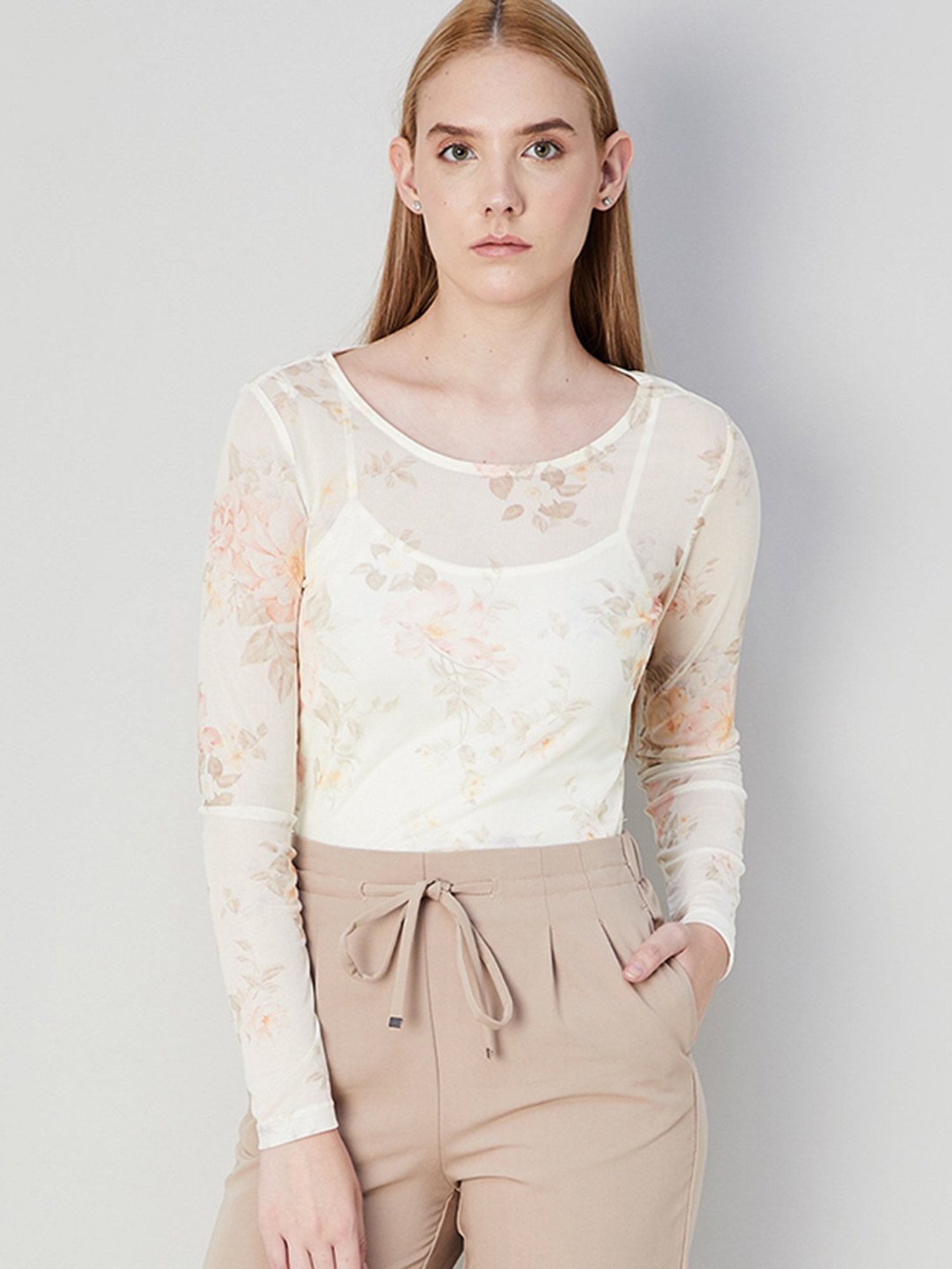 Code by Lifestyle Off White Floral Print Top