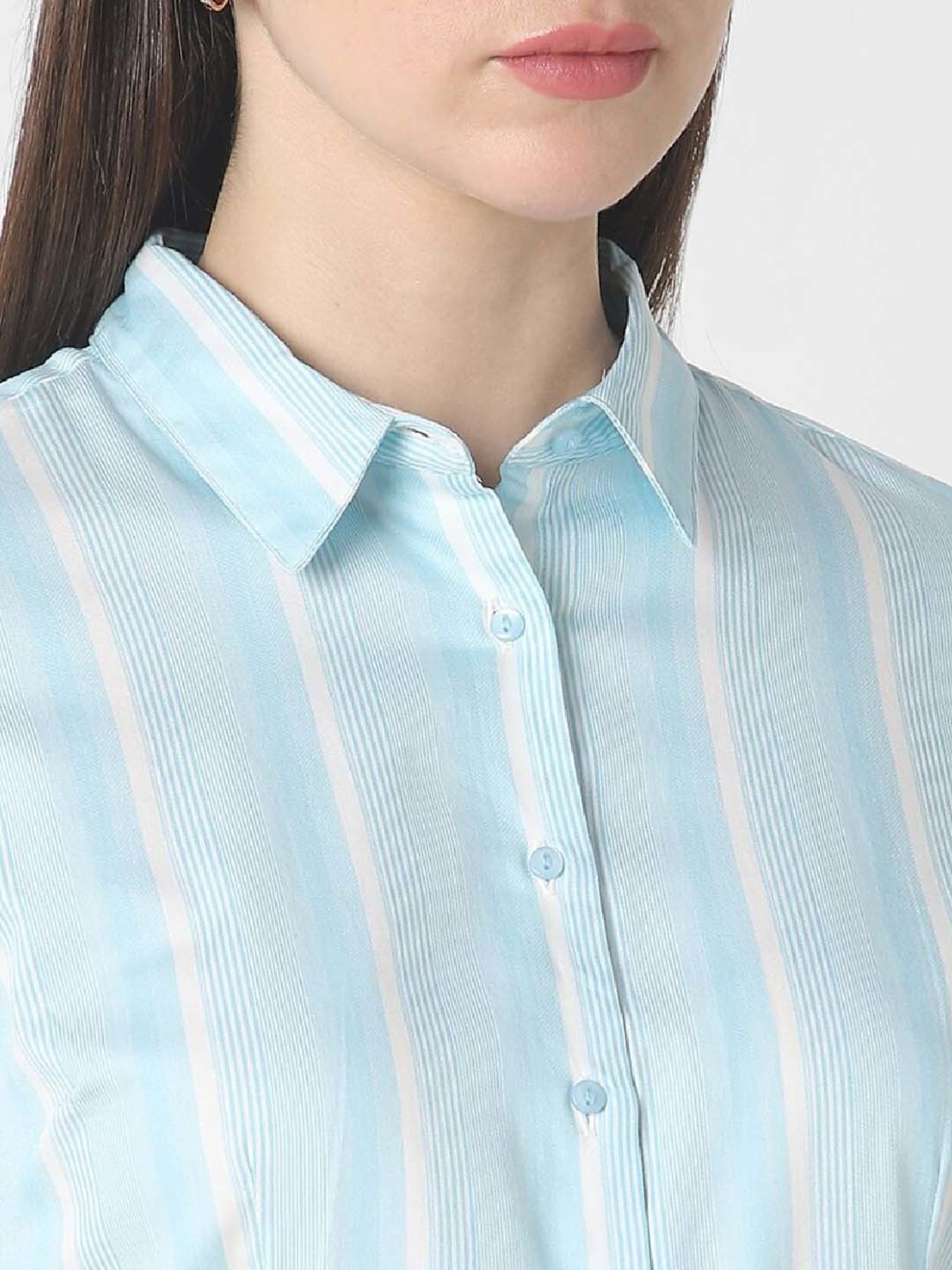 Van Heusen Blue Cotton Striped Formal Shirt