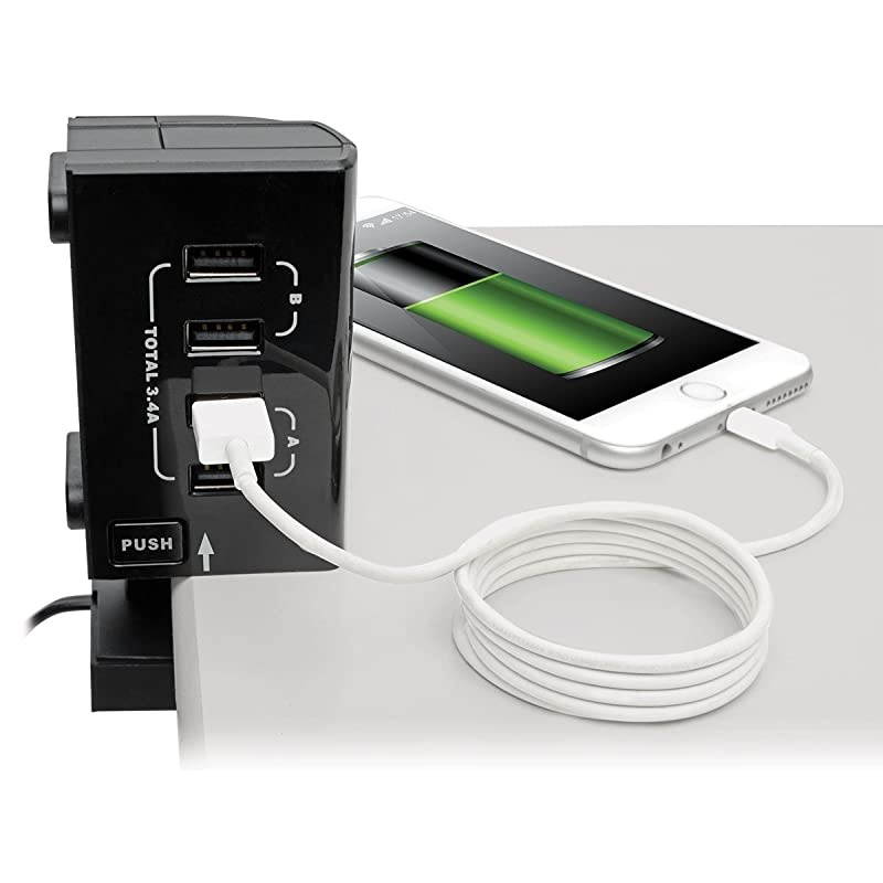 Surge Protector Power Strip 6Outlet w4 USB ChargingSync Ports Black 96 x 67 x 18 TLP66USBR