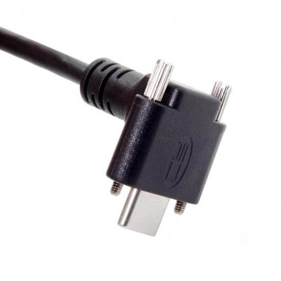 Cablecc 1.2M Down Up Angled USB 3.1 Type-C Dual Screw Locking to Standard USB3.0 Data Cable 90 Degree for Camera