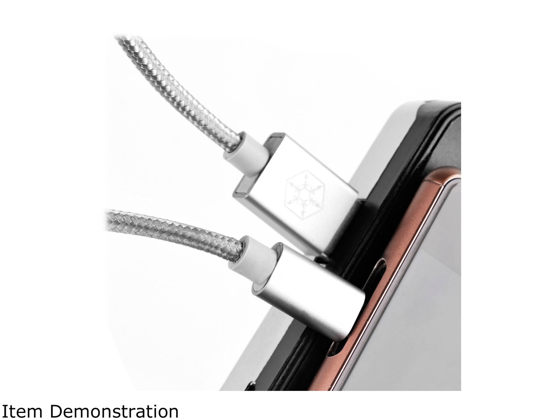 SilverStone Technology Micro USB Cable for Most Smartphones / LG / Samsung / Reversible USB-A / Reversible Micro USB-B / 1000MM - Silver - CPU01S