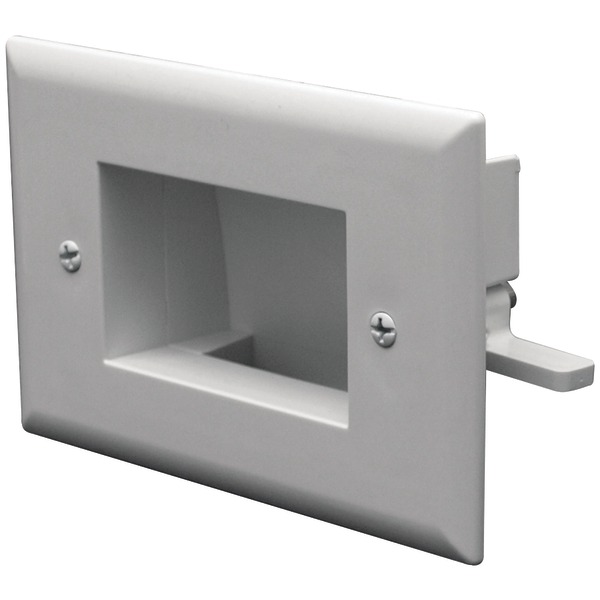 Easy-Mount Recessed Low-Voltage Cable Plate, White