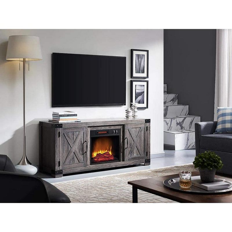 HearthPro Merritt Electric Fireplace TV Stand in Weathered Gray - SP6618-OF