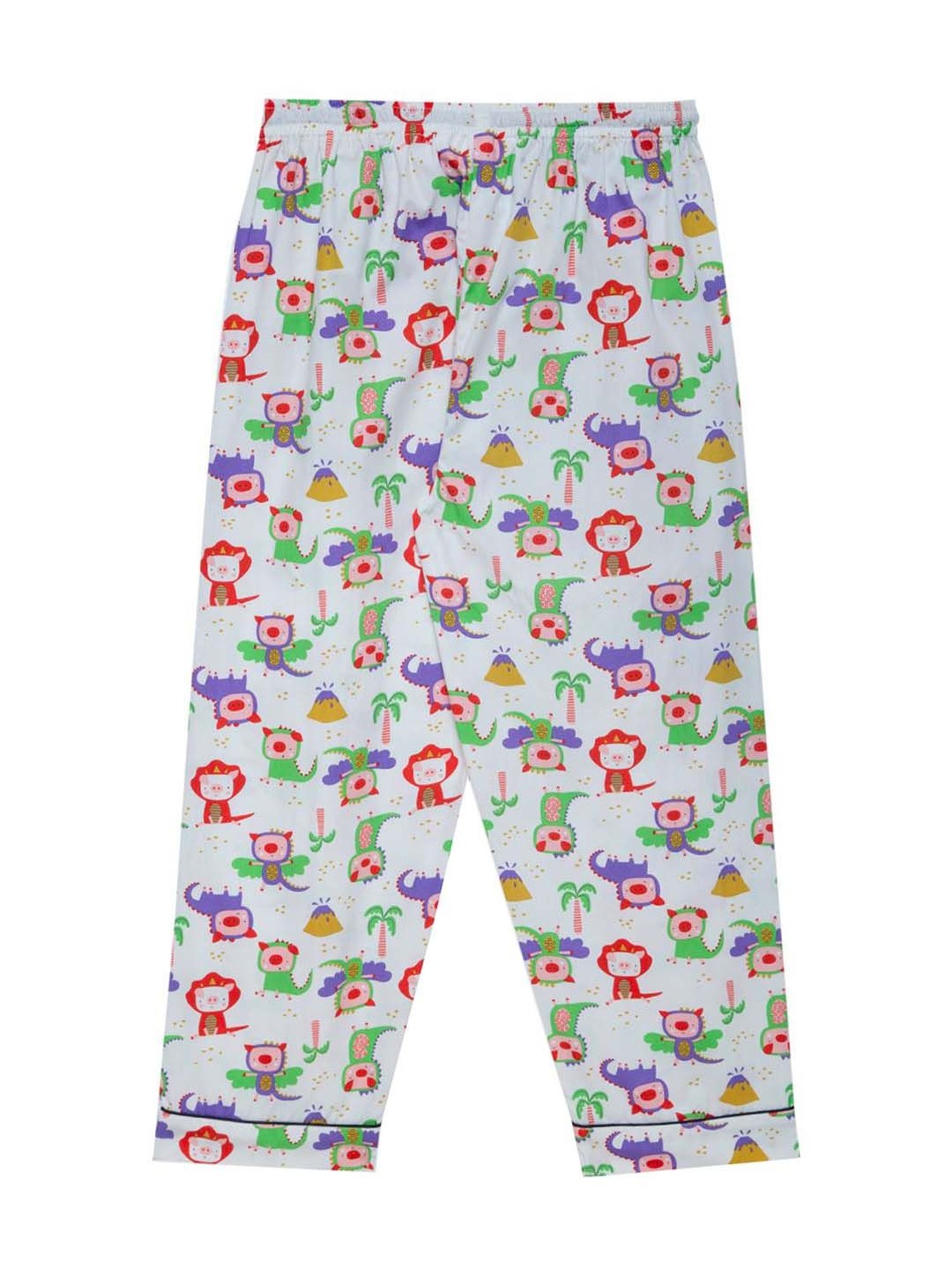 Fluffalump Boys Multicolor Cotton Printed Nightwear Top & Pants Set