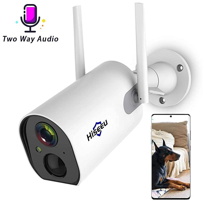 Home Battery Security Camera 1080P,Two Way Audio,10400mAh Rechargeable Battery,Night Vison,PIR Motion Detection,IP65 Waterproof,App Remote,2.4Ghz WiFi,Support SD & Cloud Strage