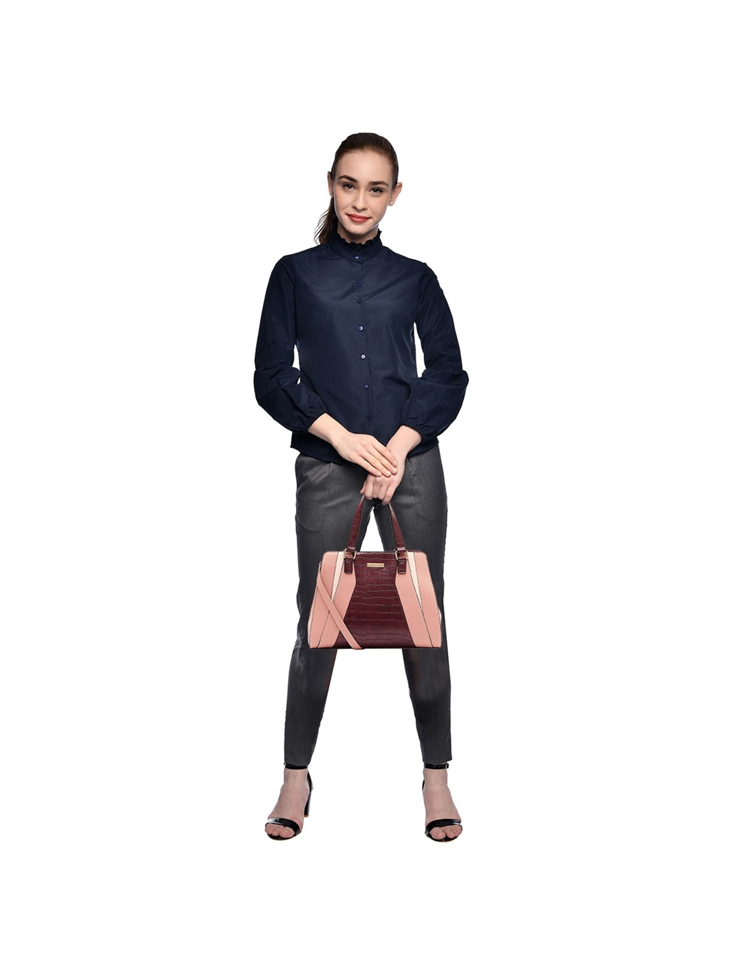 Giordano Blossoms 2020 Pink Textured Medium Handbag