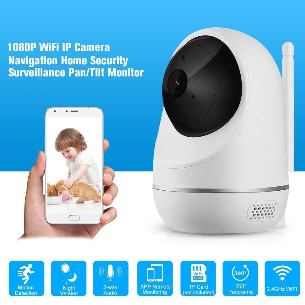 Smart PTZ IP Cameras Wifi Indoor Wireless Security Camera 9 LEDs Phone Control Motion Detection Night Vision 2-Way Audio TF Card Slot APP: IPC360 UK Plug