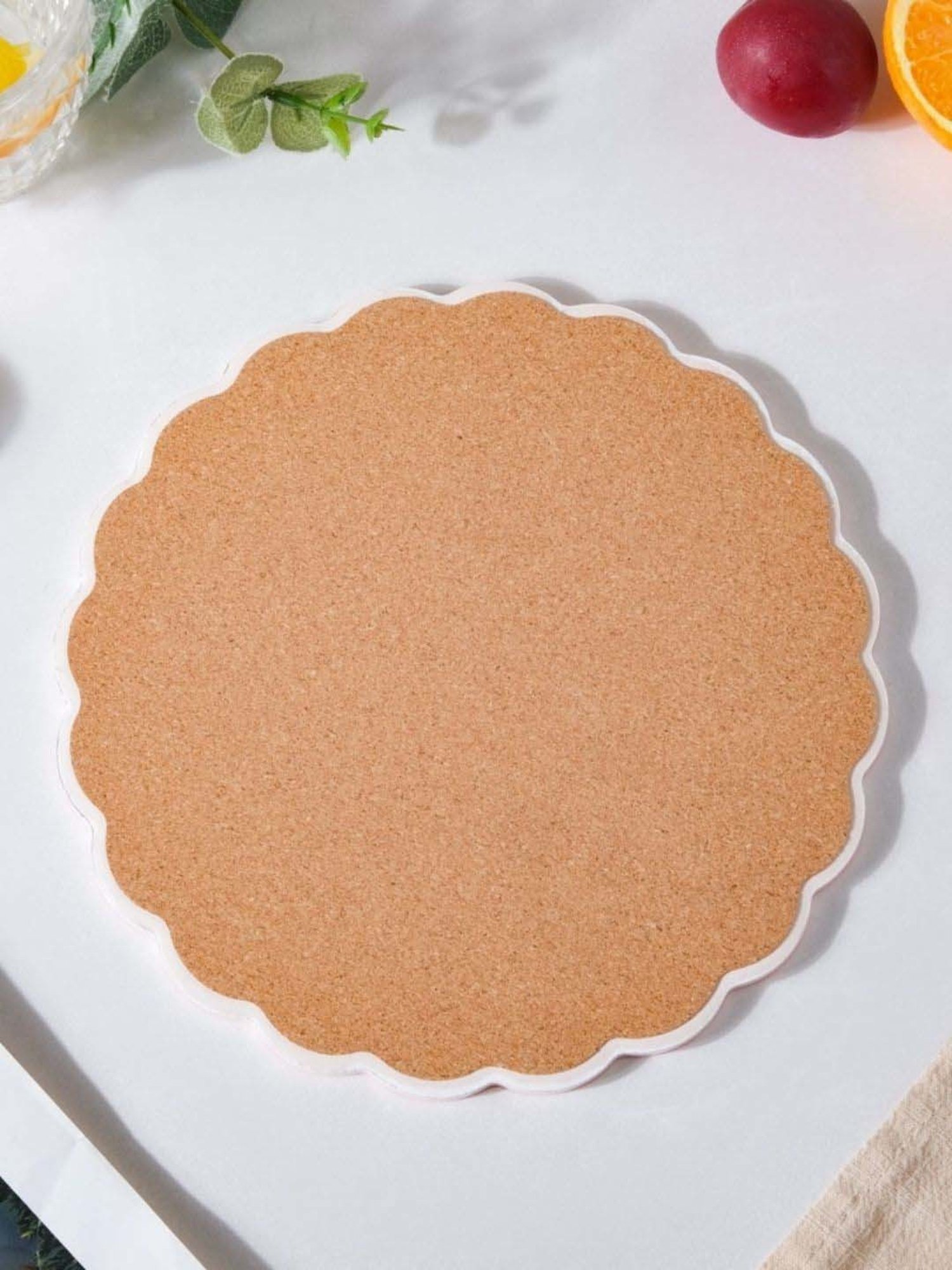 Nestasia Orange & Blue Round-Shaped Floral Mandala Patterned Ceramic Tray for Serving, 8-inch