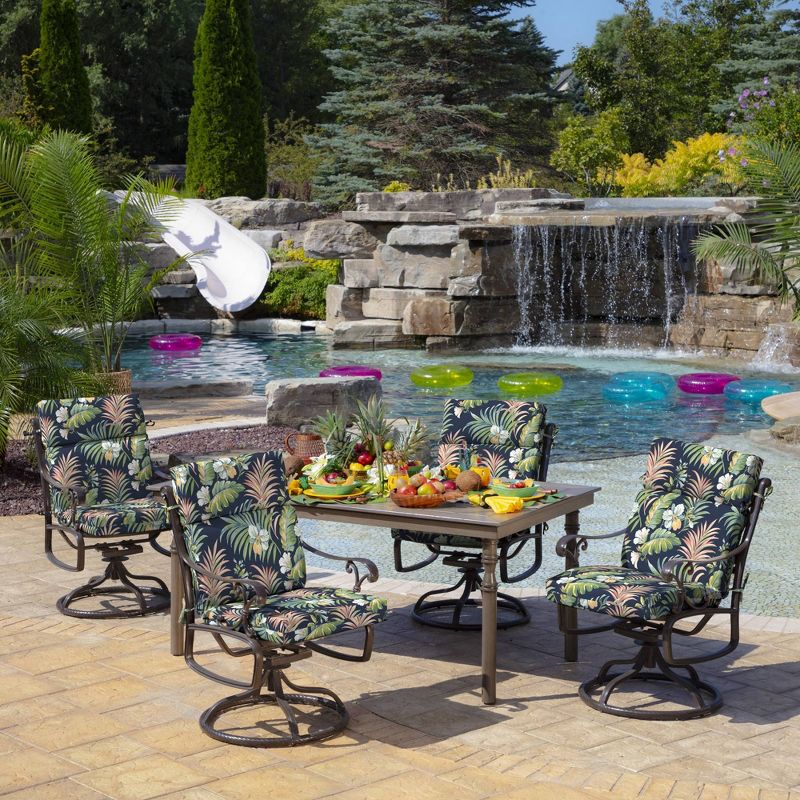 Simone Tropical Outdoor Dining Chair Cushion Blue - Arden Selections