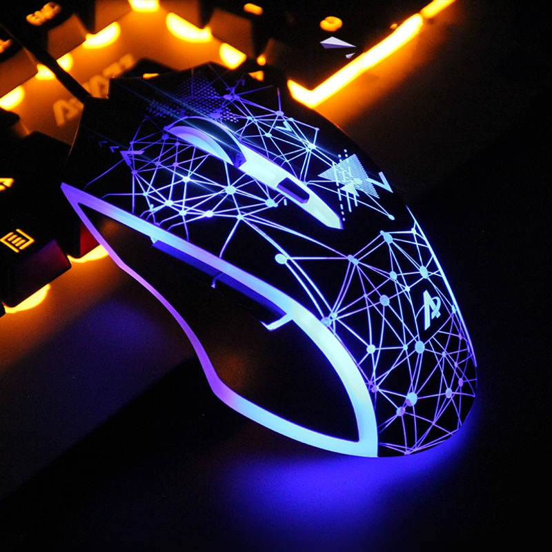 Ajazz AJ119  Ergonomic Design, Cool Exterior 4-color Backlit 3200DPI 6 Programmable Buttons, USB Wired  Gaming Mouse-Black