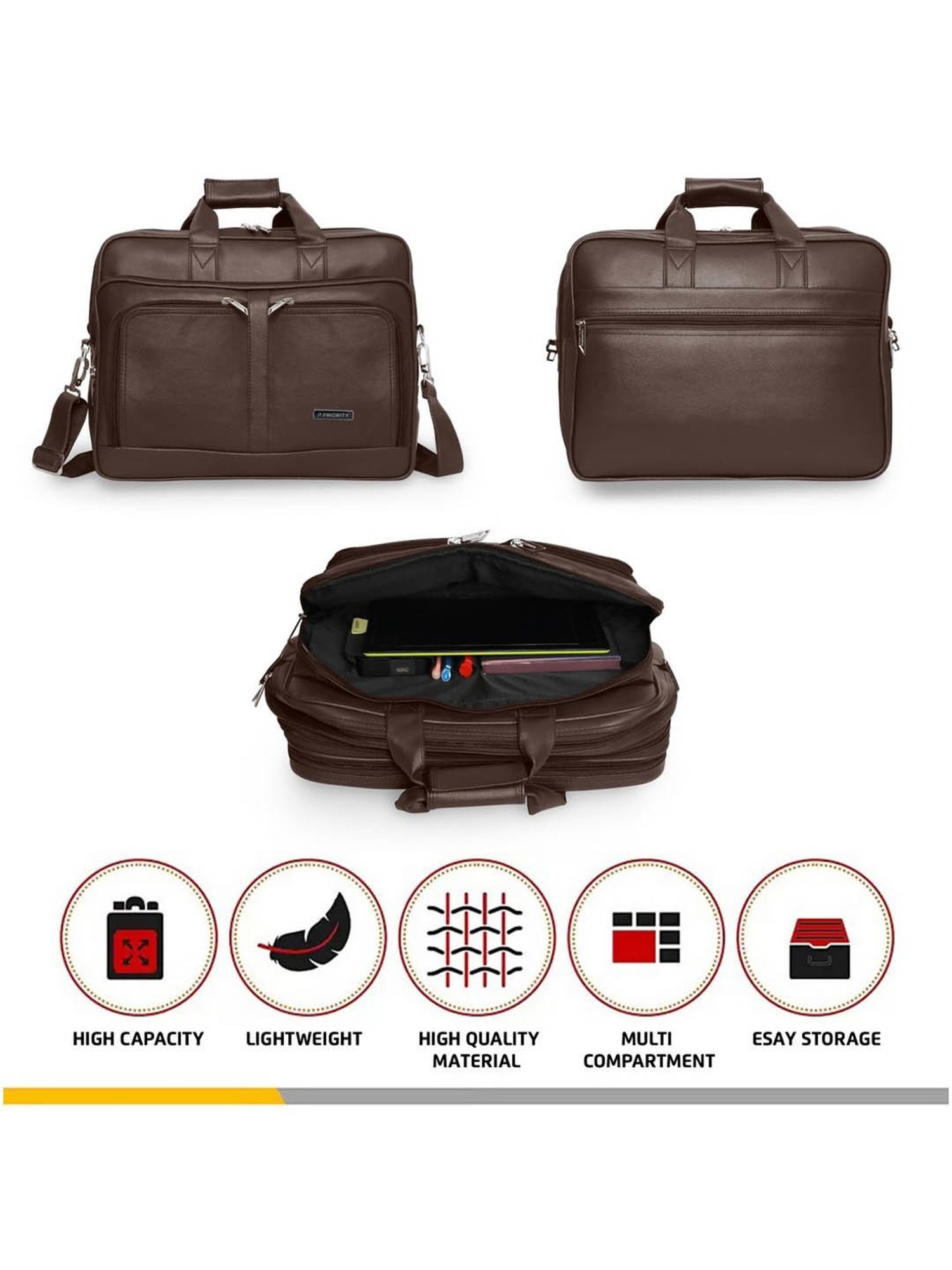 Priority Brown Synthetic Large Messenger Bag