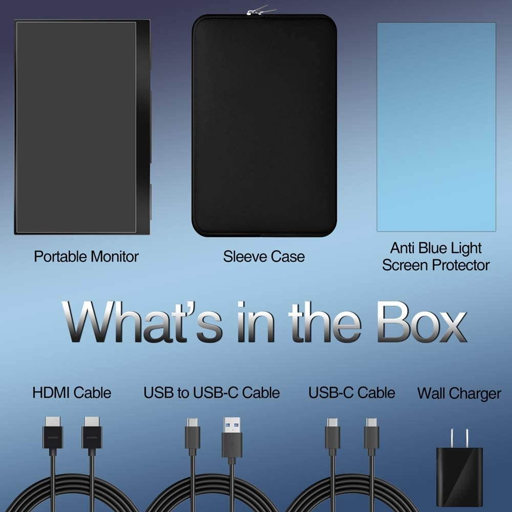 Portable Monitor &ndash; 2020 Upgraded 13.3 Inch 1080P FHD HDR FreeSync Ultra Slim USB-C Portable Display with Kickstand Dual Type-C Mini HDMI Dual Speakers for Laptop PC Mac Surface Xbox PS4 Switch Phone