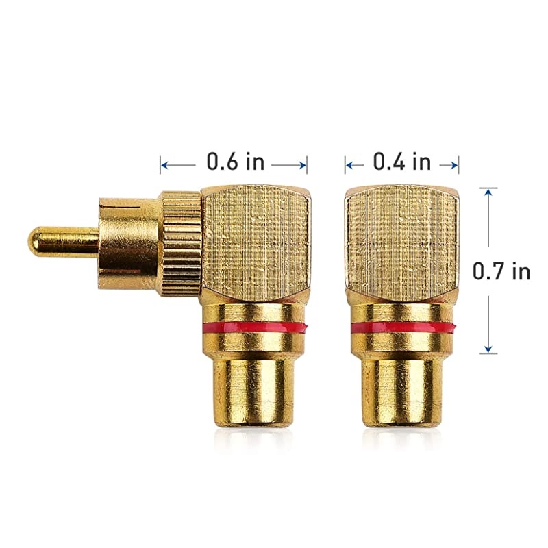2Pack Right Angle RCA Adapter 90 Degree RCA Adapter