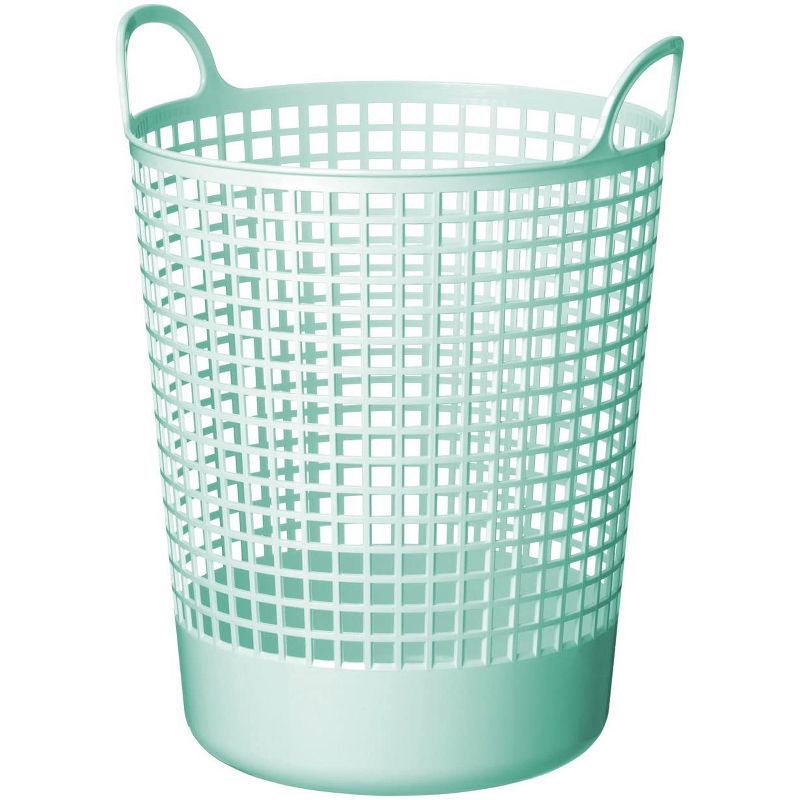 Like-It SCB-10 15 x 16 x 20 Inch Midcentury Modern Scandinavian Style Round Durable Plastic Storage Basket for Storage and Organization, Mint Blue