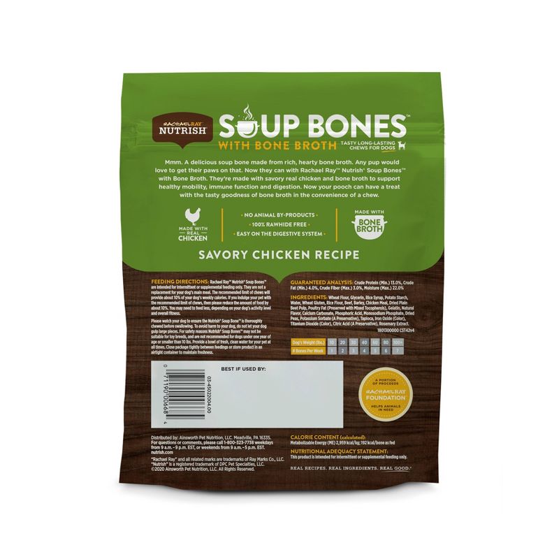 Rachael Ray Nutrish Soup Bones Bone Broth Small/Medium Chicken Dry Dental Dog Treats - 10.3oz