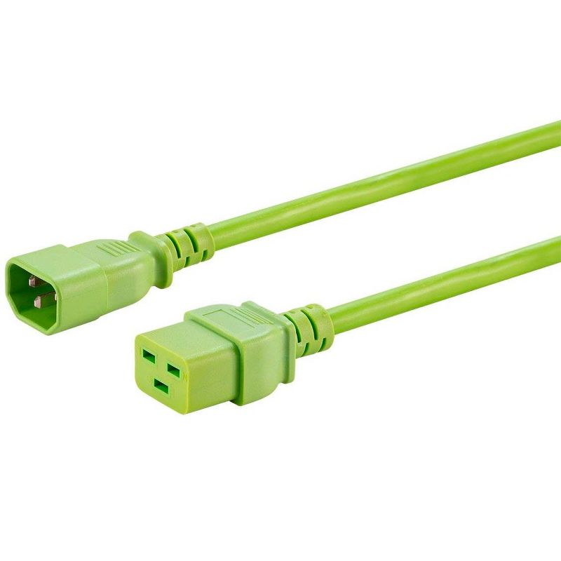 Monoprice Power Cord - 10 Feet - Green | IEC 60320 C14 to IEC 60320 C19, 14AWG, 15A/1875W, SJT, 100-250V, For Powering Computers, Monitors