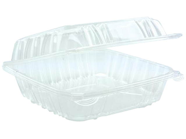 Hinged Lid Container, 8.34 x 8.24 x 3.05, Clear, 200/Carton YCI821200000
