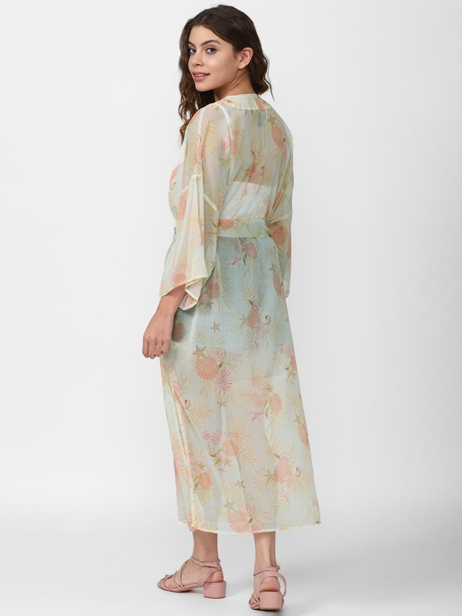 Forever 21 Light Blue Printed Shrug