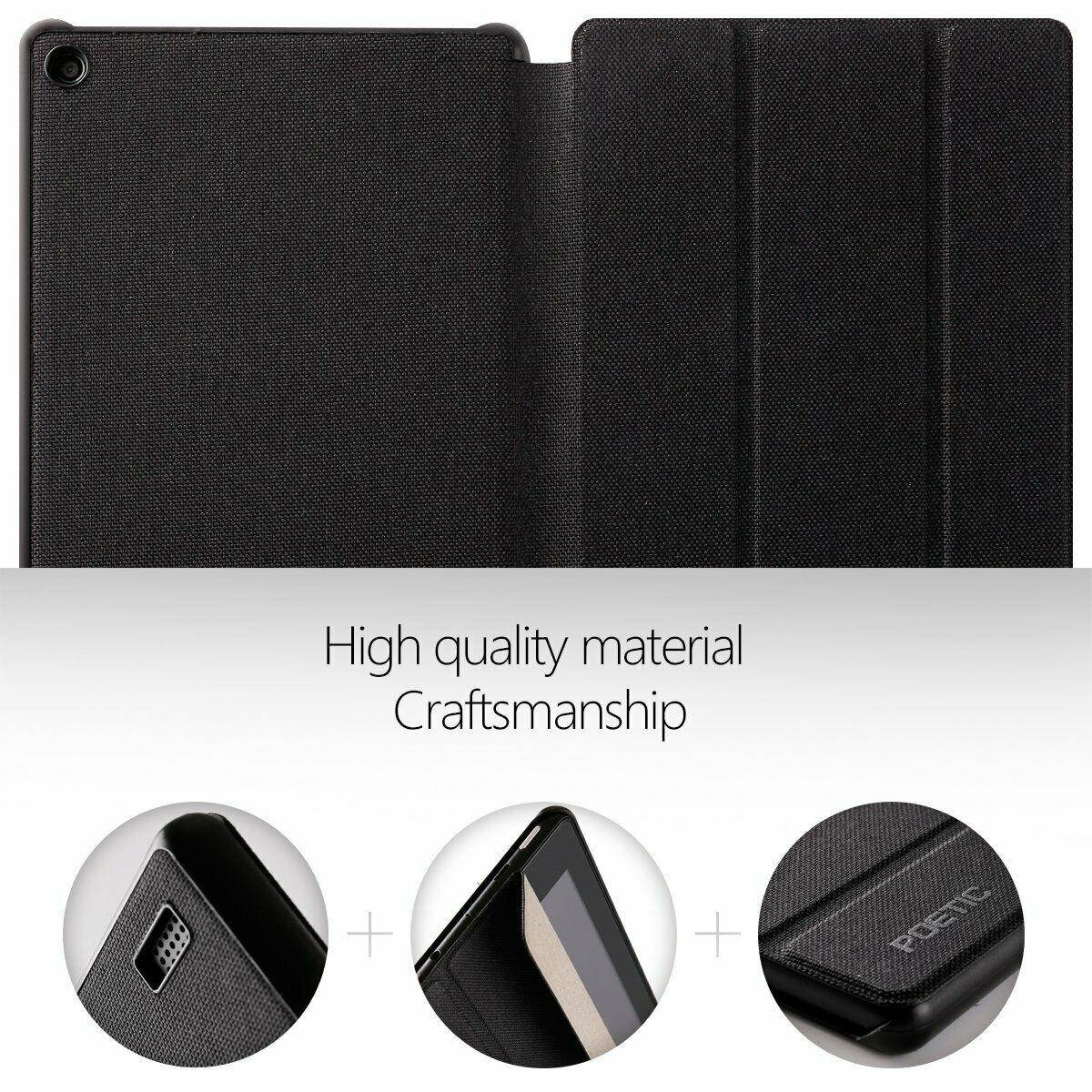For Fire 7 2017 Tablet Case Leather Smart Cover w/Auto Sleep/Wake Function Black