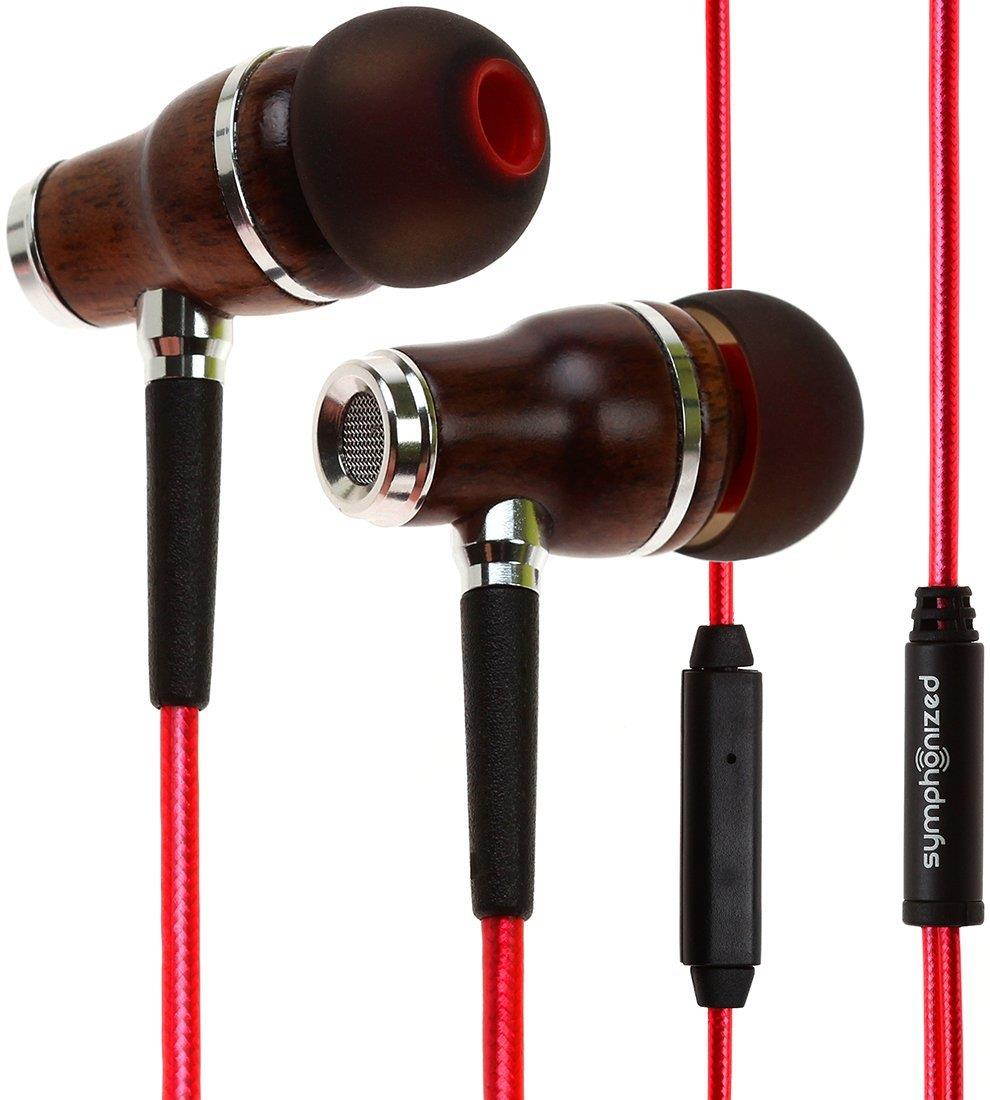 symphonized nrg 2.0 earbuds with microphone, noise isolating headphones earbuds heavy deep bass earphones ear buds, in ear headphones for iphone android phone ipad tablet laptop and more lava red