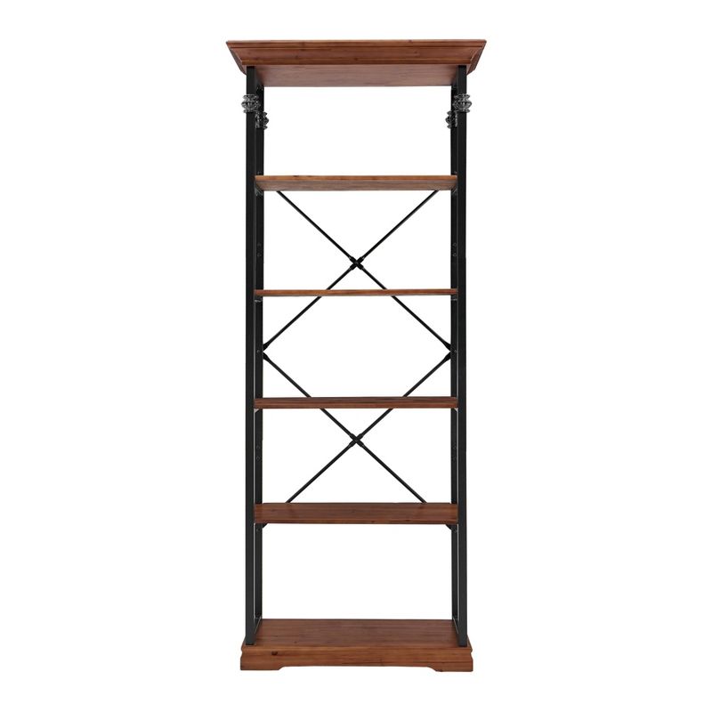 86.5" Juanita 6 Tier Etagere Wood and Metal Open Bookcase Distressed Wood - Danya B.
