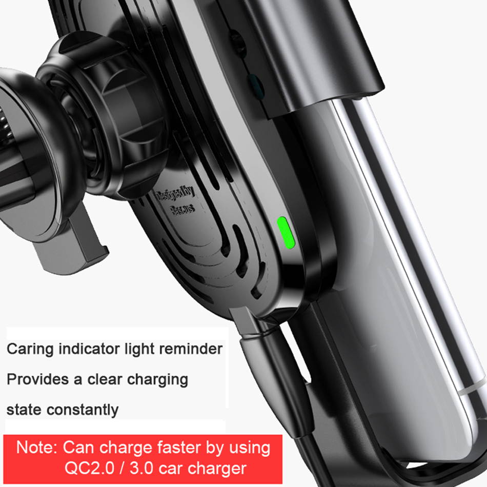 KuWfi GC21 Car Mount Qi Wireless Charger Flash Charge Wireless Charging Pad Car Holder Stand