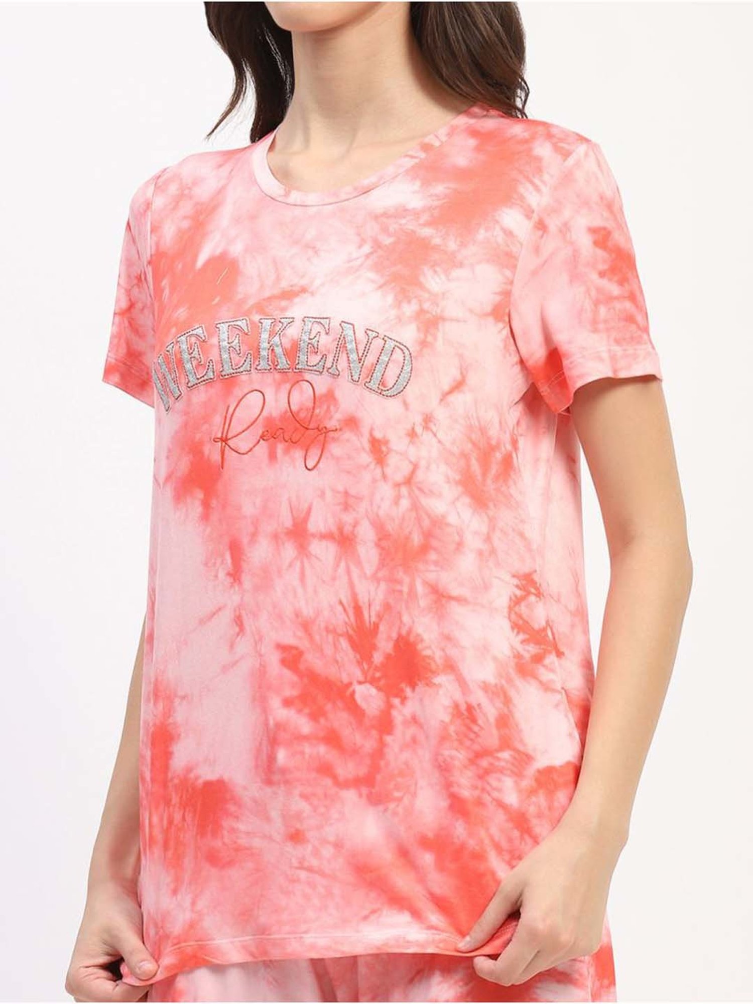 MADAME M Secret Pink Printed T-Shirt Pyjamas Set