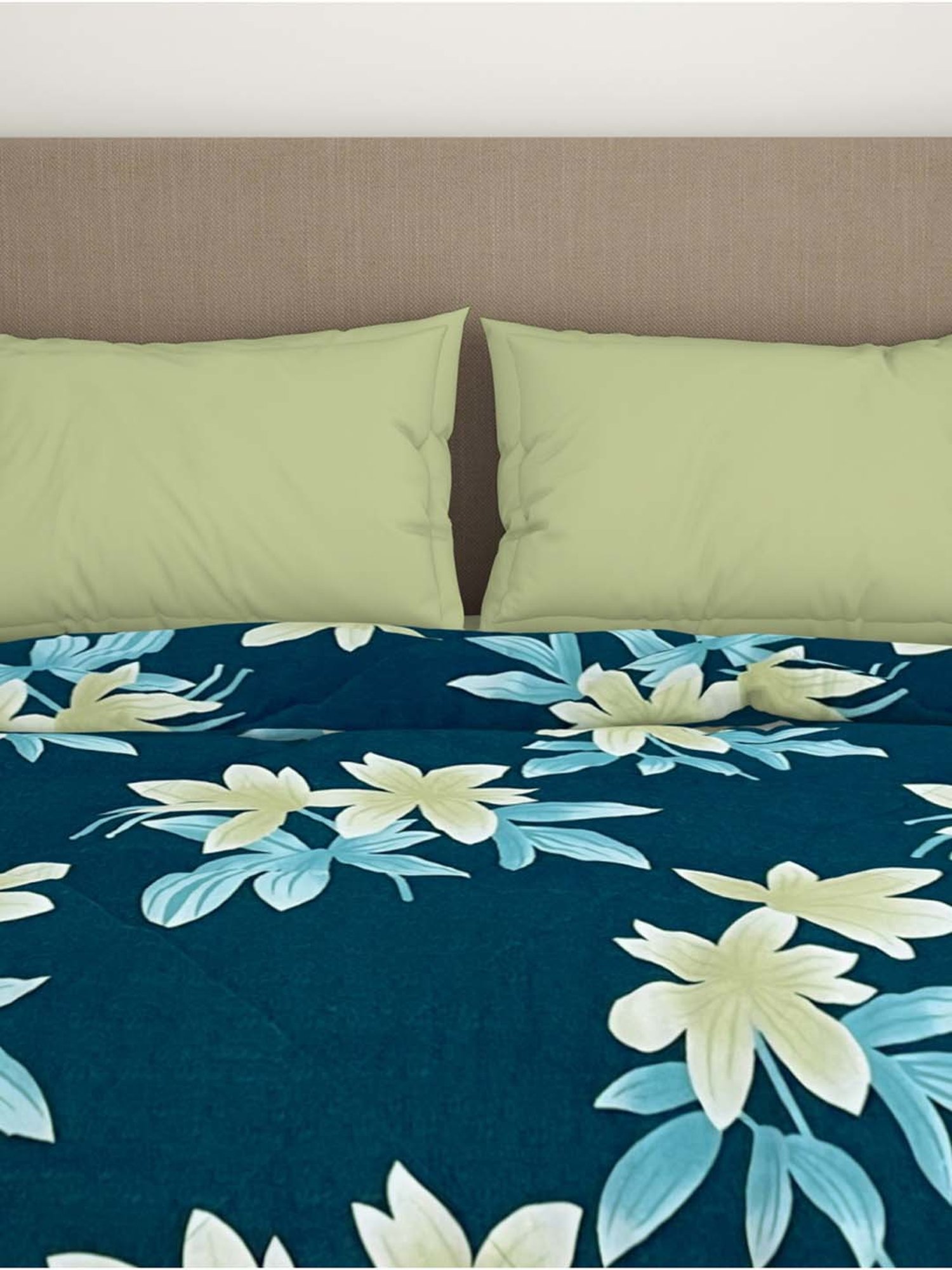 Welspun Bliss Dark Blue Microfibre 120 GSM Shell Double Bed Quilt