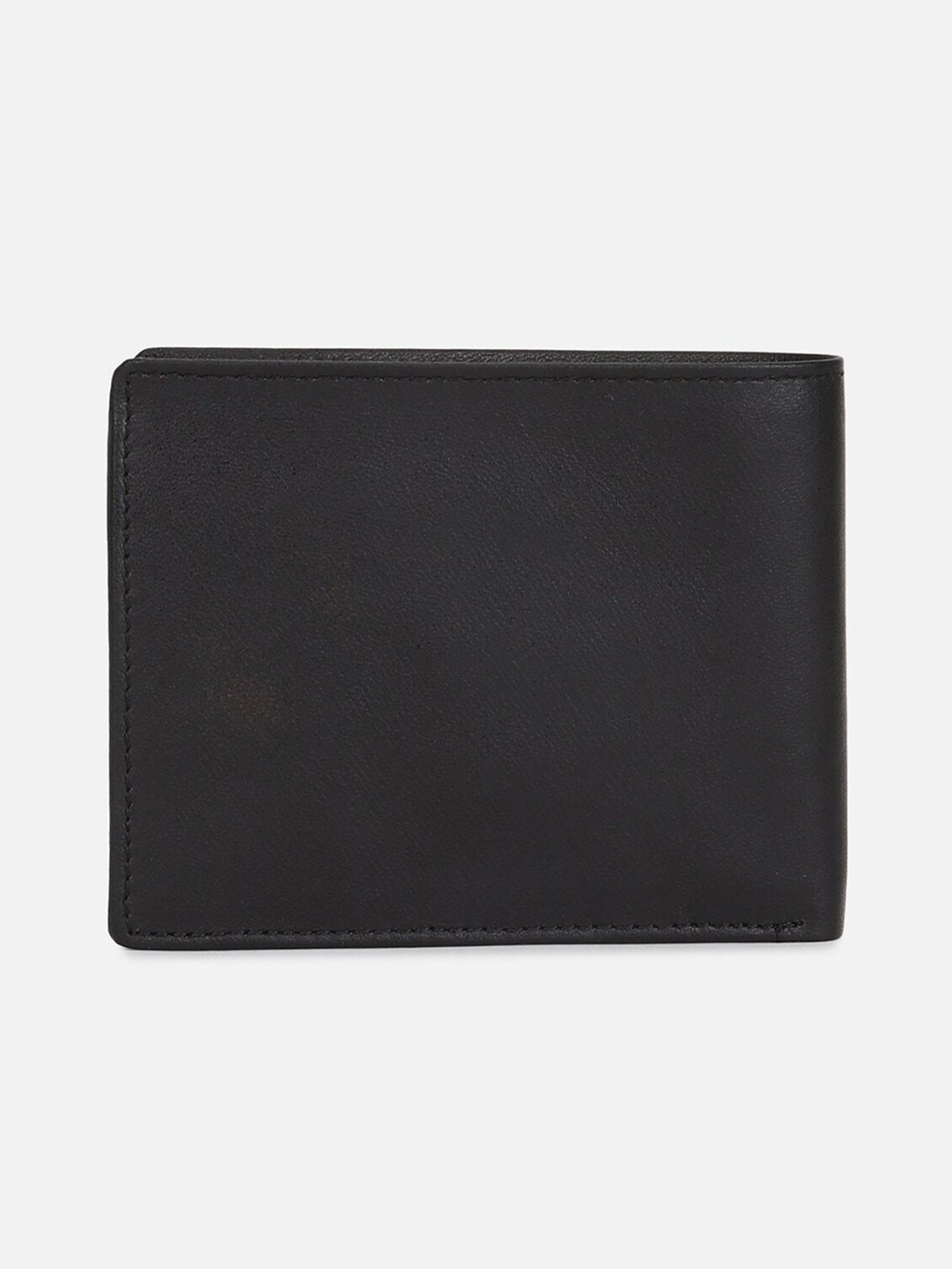 Peter England Black Leather Textured Reversible Belt with Wallet Set