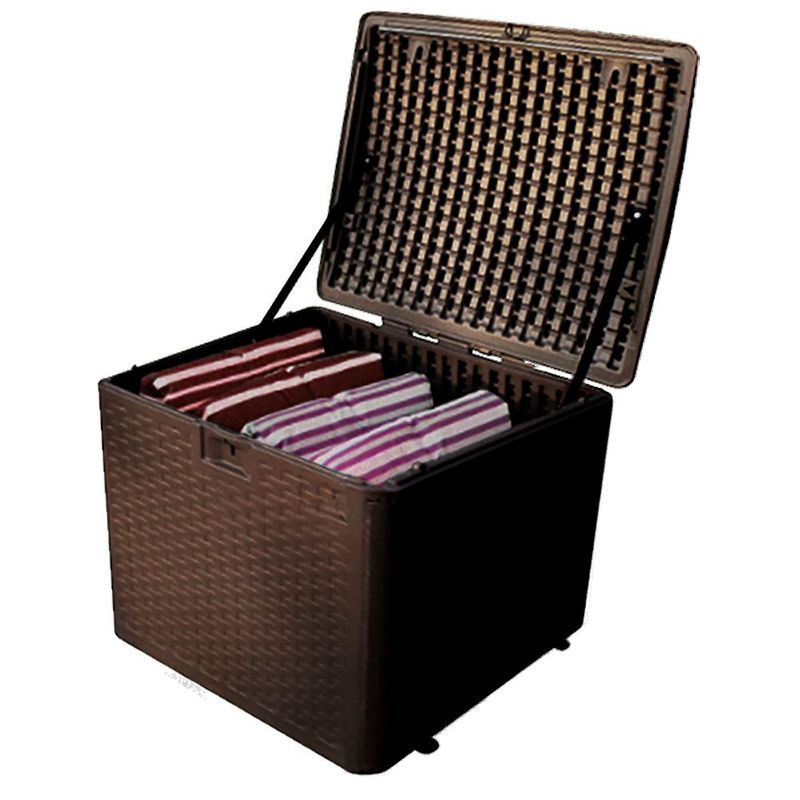 Plastic Development Group 28-Gallon Weather-Resistant Plastic Resin Outdoor Storage Patio Deck Box with Slide and Snap Assembly, Java Brown